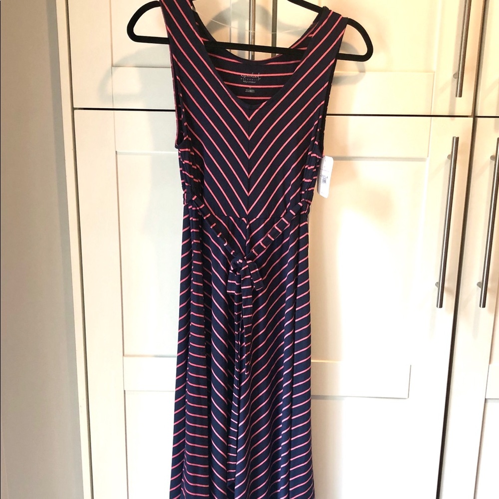 Striped Sleeveless Maternity Dress